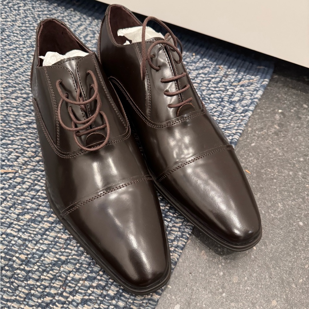 Versace Brown Leather Oxford Shoes